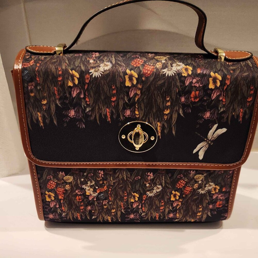 Cottagecore Flower Green Witch Canvas Satchel Bag